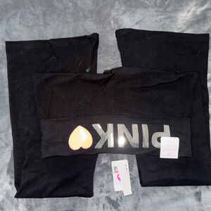 NWT VS PINK Leggings Black Sequined Logo